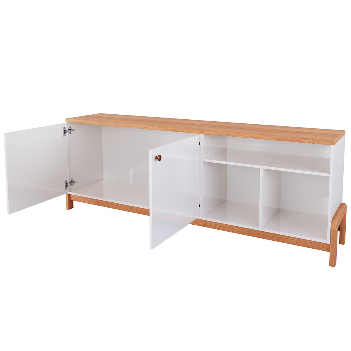 Rack Bancada para Tv de até 75" 2 Portas Sandy Off White/Jequitiba