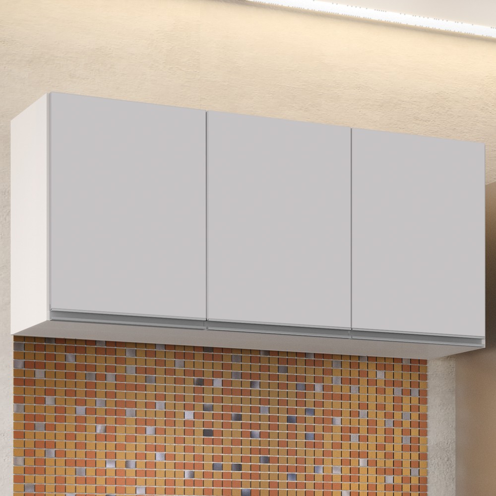 Armário Aéreo 120cm 3 Portas Virgínia Branco - Lumil Móveis