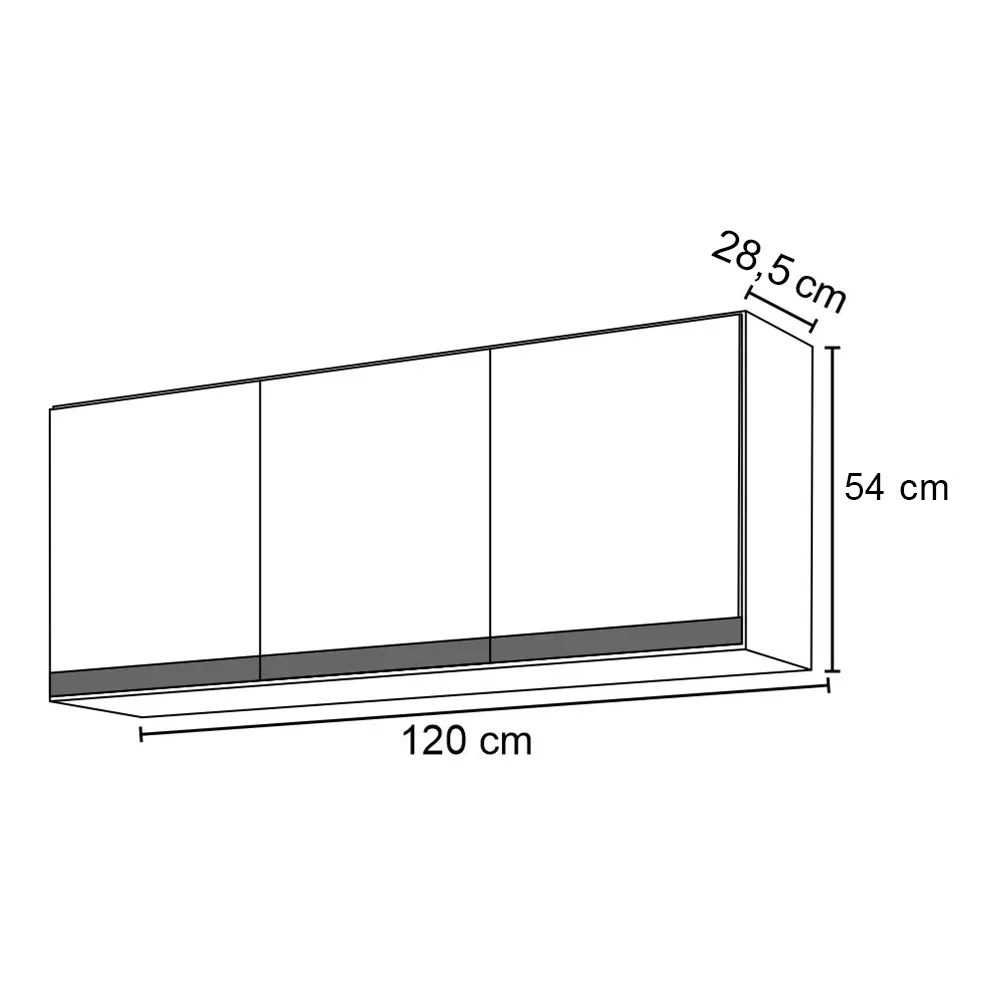 Armário Aéreo 120cm 3 Portas Virgínia Branco - Lumil Móveis