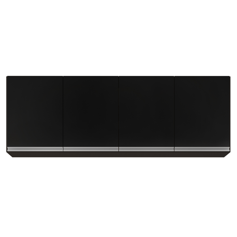 Armário Aéreo 160cm 4 Portas Nevada Preto - Lumil Móveis