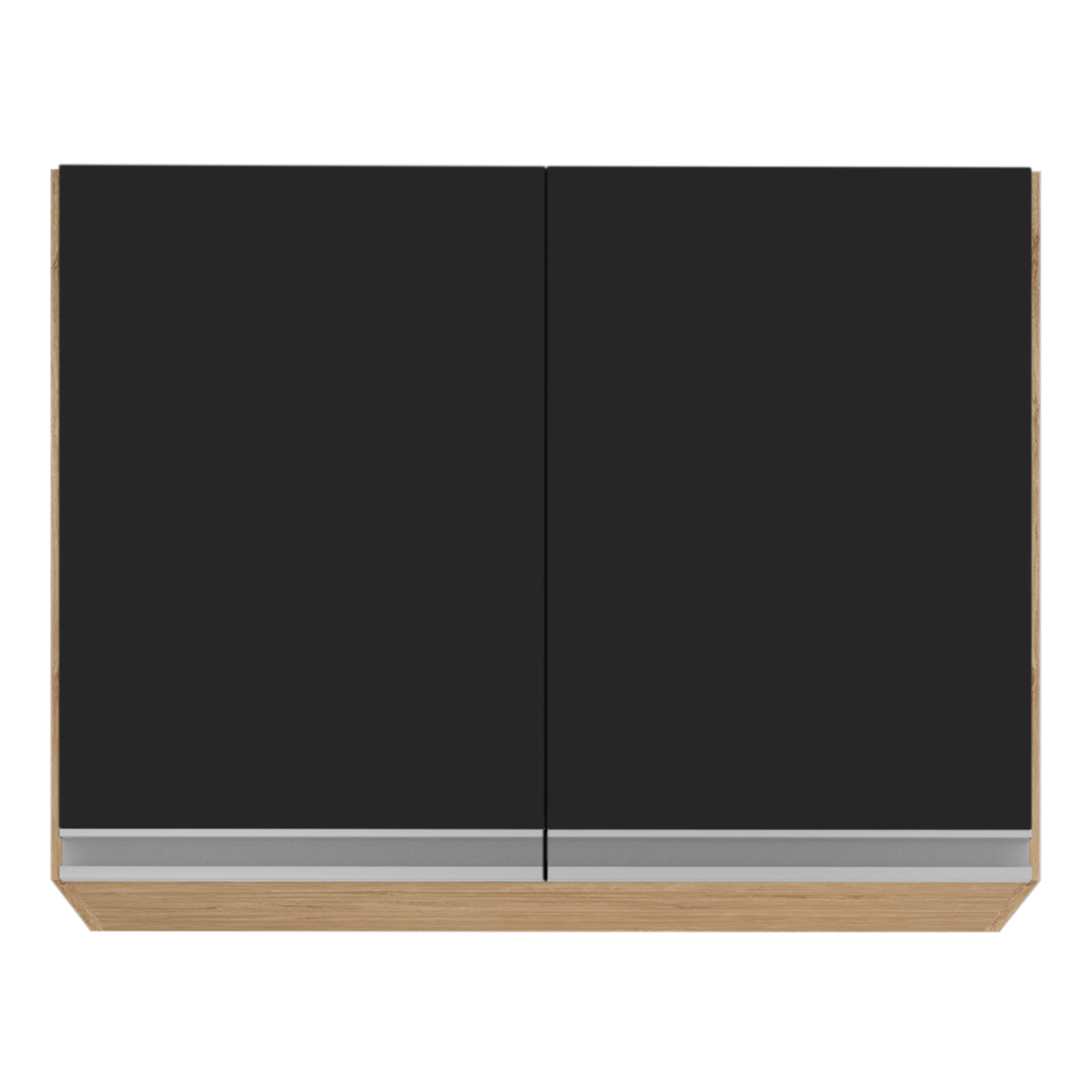 Armário Aéreo 80cm 2 Portas Califórnia Castanho/Preto - Lumil Móveis