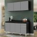 Armário Aéreo Argélia e Balcão Gabinete 150cm Marrocos Preto/Cinza - Lumil Móveis