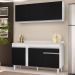 Armário Aéreo Argélia e Balcão Gabinete Para Pia com Tampo 150cm Dakota Branco/Preto- Lumil