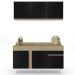 Armário Aéreo Argélia e Balcão Gabinete Para Pia com Tampo 150cm Dakota Castanho/Preto - Lumil