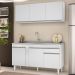 Armário Aéreo Argélia e Balcão Gabinete com Pia Inox 150cm Dakota Branco - Lumil