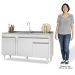 Armário Aéreo Argélia e Balcão Gabinete com Pia Inox 150cm Dakota Branco - Lumil