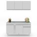 Armário Aéreo Argélia e Balcão Gabinete com Pia Inox 150cm Dakota Branco - Lumil