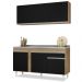 Armário Aéreo Argélia e Balcão Gabinete com Pia Inox 150cm Dakota Castanho/Preto - Lumil