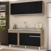 Armário Aéreo Argélia e Balcão Gabinete com Pia Inox 150cm Dakota Castanho/Preto - Lumil
