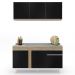 Armário Aéreo Argélia e Balcão Gabinete com Pia Inox 150cm Dakota Castanho/Preto - Lumil