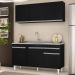 Armário Aéreo Argélia e Balcão Gabinete com Pia Inox 150cm Dakota Preto - Lumil