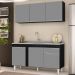 Armário Aéreo Argélia e Balcão Gabinete com Pia Inox 150cm Dakota Preto/Cinza - Lumil