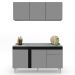 Armário Aéreo Argélia e Balcão Gabinete com Pia Inox 150cm Dakota Preto/Cinza - Lumil
