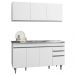 Armário Aéreo Argélia e Balcão Gabinete com Pia Inox Marrocos 150cm Branco - Lumil Móveis
