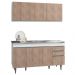 Armário Aéreo Argélia e Balcão Gabinete com Pia Inox Marrocos 150cm Branco/Castanho - Lumil