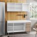 Armário Aéreo Argélia e Balcão Gabinete de Pia Marrocos 150cm Branco/Castanho - Lumil
