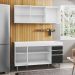 Armário Aéreo Argélia e Balcão Gabinete de Pia Marrocos 150cm Branco/Preto - Lumil