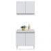 Armário Aéreo Califórnia e Balcão Hawai com Tampo 80cm Branco - Lumil