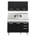 Armário Aéreo Honduras e Balcão Gabinete Suécia com Pia Inox 120cm Branco/Preto - Lumil Móveis