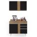 Armário Aéreo Indiana e Balcão Gabinete 100cm Luziania Castanho/Preto - Lumil Móveis