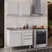 Armário Aéreo Indiana e Balcão Gabinete 100cm com Pia Inox Luziania Branco - Lumil