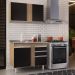 Armário Aéreo Indiana e Balcão Gabinete 100cm com Pia Inox Luziania Castanho/Preto - Lumil