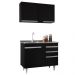 Armário Aéreo Indiana e Balcão Gabinete 100cm com Pia Inox Luziania Preto - Lumil