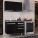 Armário Aéreo Indiana e Balcão Gabinete 100cm com Pia Inox Luziania Preto - Lumil