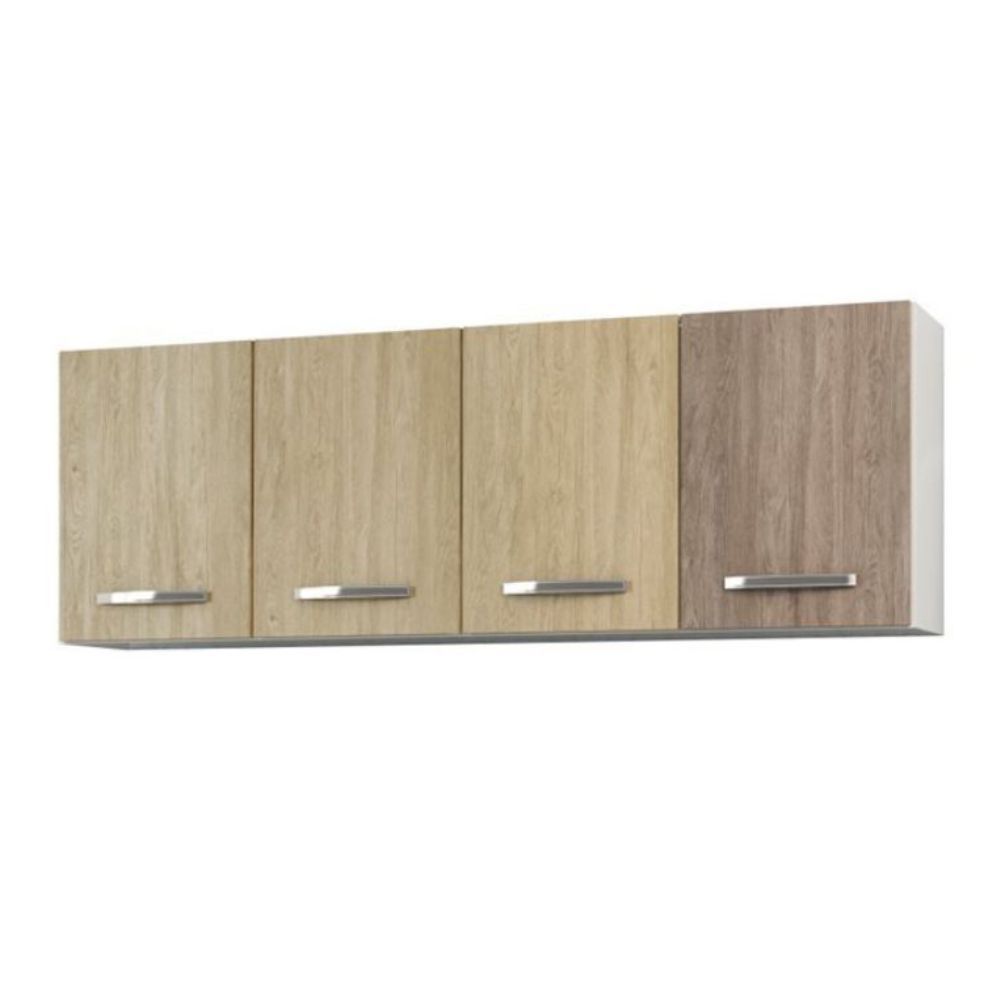 Armário Aéreo Panamá 04 Portas 160cm Branco/Castanho - Lumil Móveis