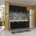 Armário Aéreo Panamá e Balcão Gabinete Áustria com Pia Inox 160cm Branco/Preto - Lumil Móveis