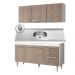 Armário Aéreo Parma e Balcão Gabinete Pia Inox Lisboa 150cm Branco/Castanho - Lumil Móveis