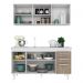 Armário Aéreo Parma e Balcão Gabinete Pia Inox Lisboa 150cm Branco/Castanho - Lumil Móveis