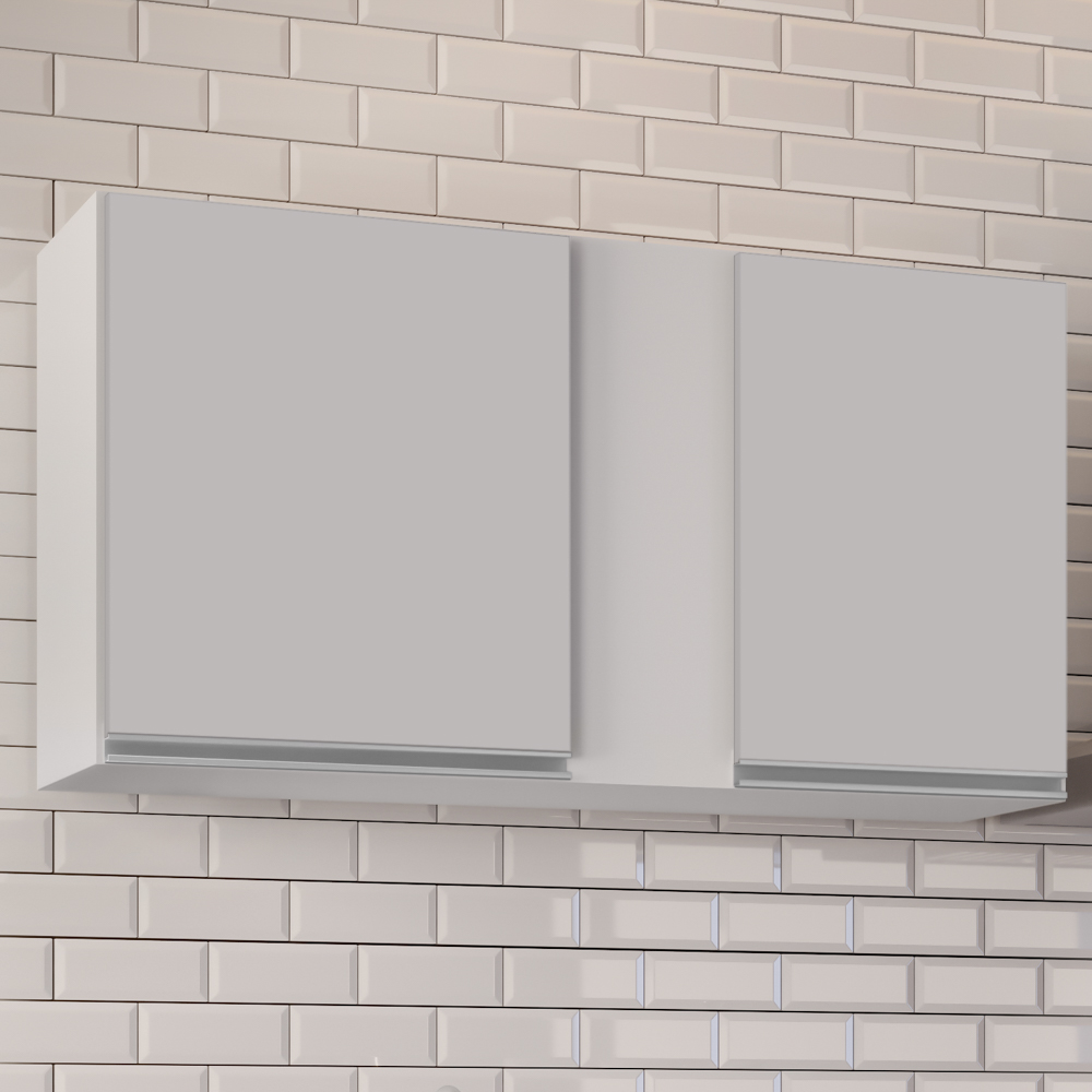 Armário Aéreo de Cozinha 100cm 2 Portas Indiana Branco - Lumil Móveis