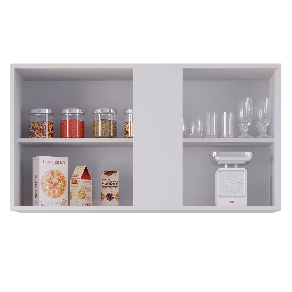 Armário Aéreo de Cozinha 100cm 2 Portas Indiana Branco - Lumil Móveis