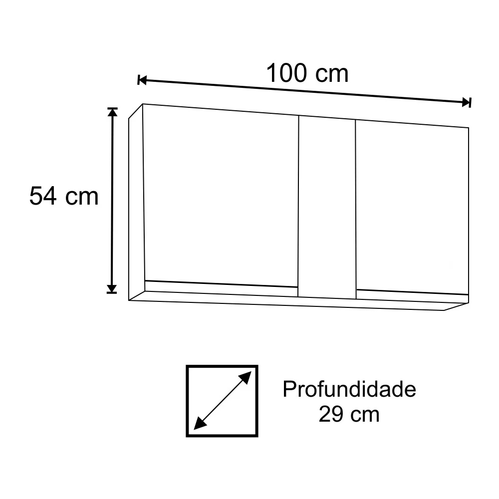 Armário Aéreo de Cozinha 100cm 2 Portas Indiana Branco - Lumil Móveis