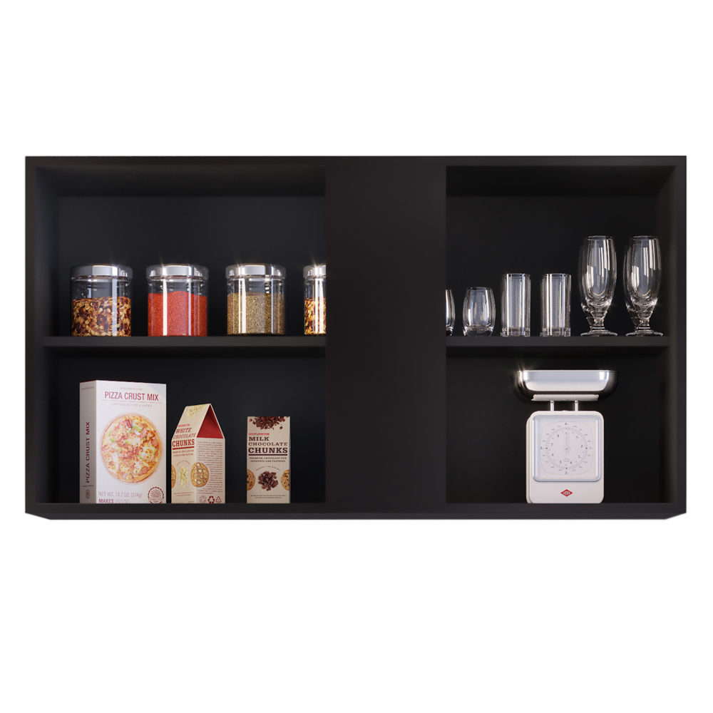 Armário Aéreo de Cozinha 100cm 2 Portas Indiana Preto - Lumil Móveis