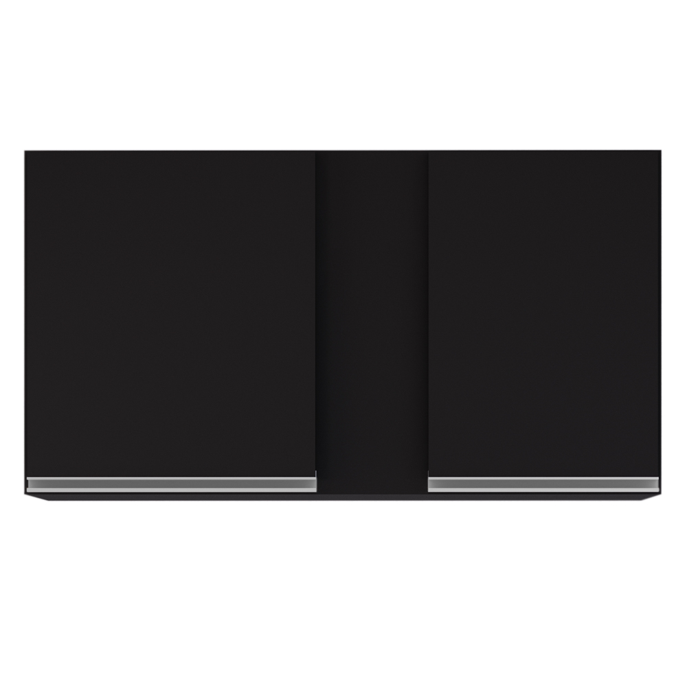 Armário Aéreo de Cozinha 100cm 2 Portas Indiana Preto - Lumil Móveis