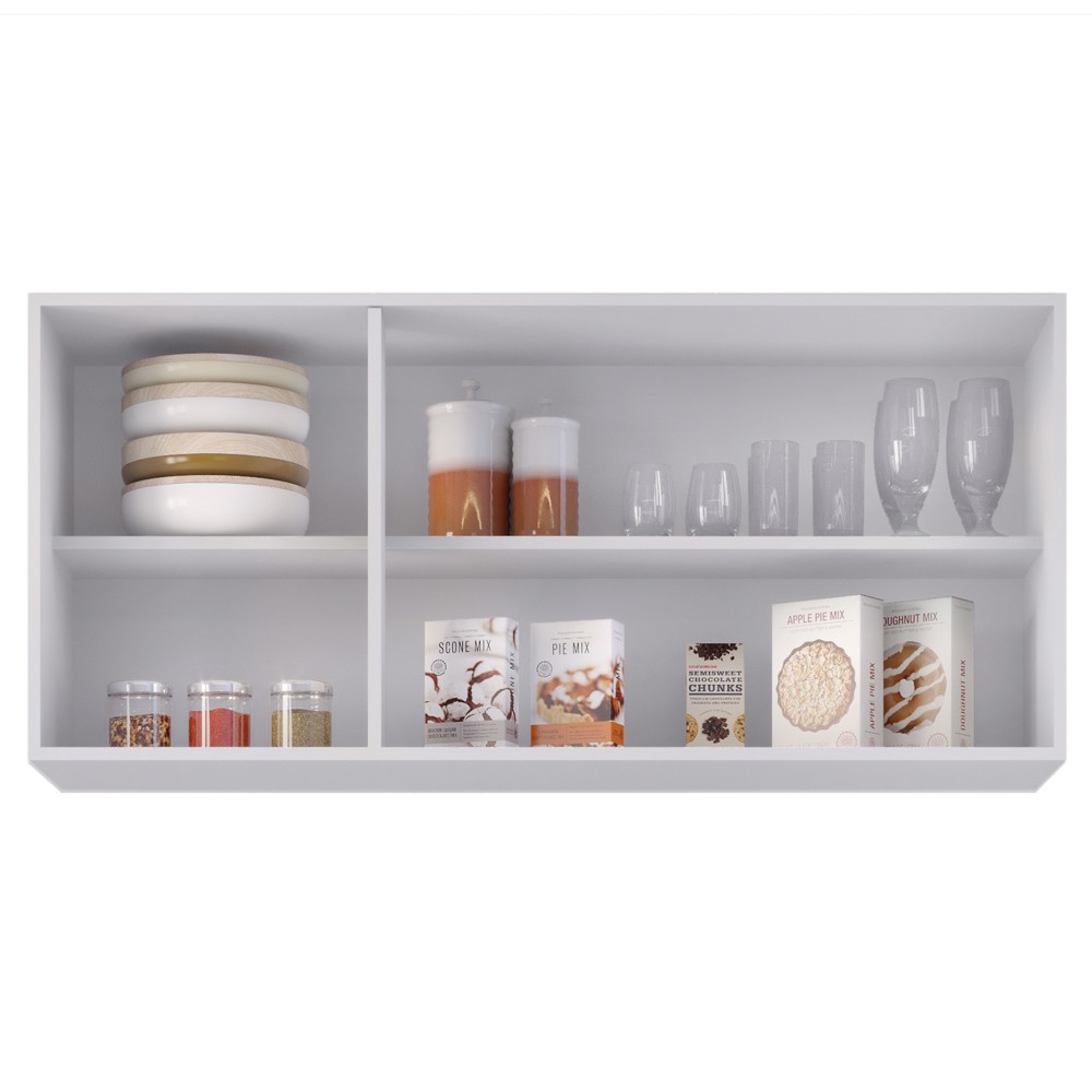 Armário Aéreo de Cozinha 120cm 3 Portas Virgínia Branco/Preto - Lumil