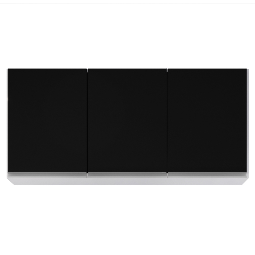 Armário Aéreo de Cozinha 120cm 3 Portas Virgínia Branco/Preto - Lumil