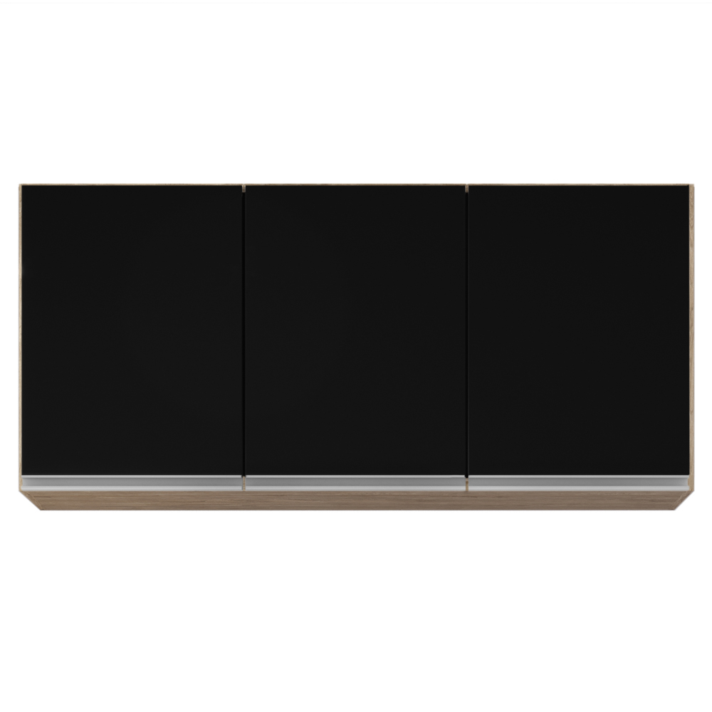 Armário Aéreo de Cozinha 120cm 3 Portas Virgínia Castanho/Preto - Lumil