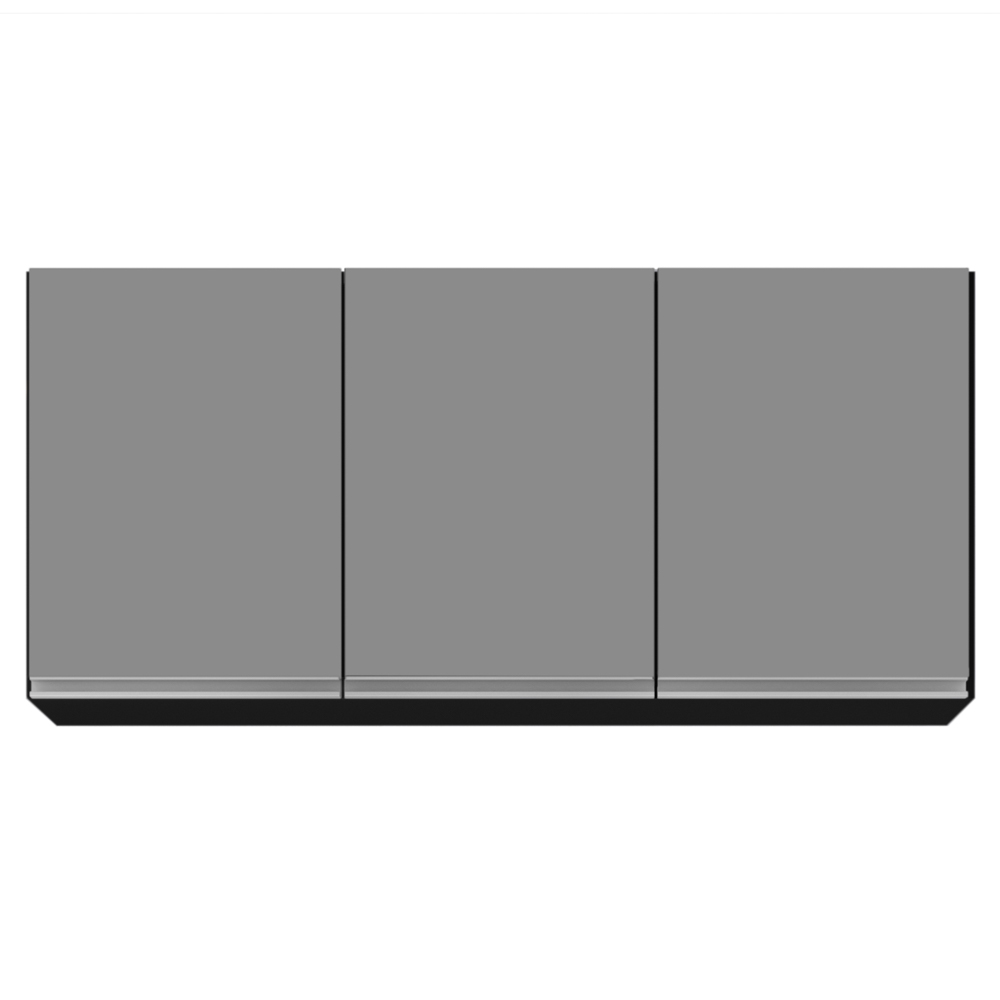 Armário Aéreo de Cozinha 120cm 3 Portas Virgínia Preto/Cinza - Lumil