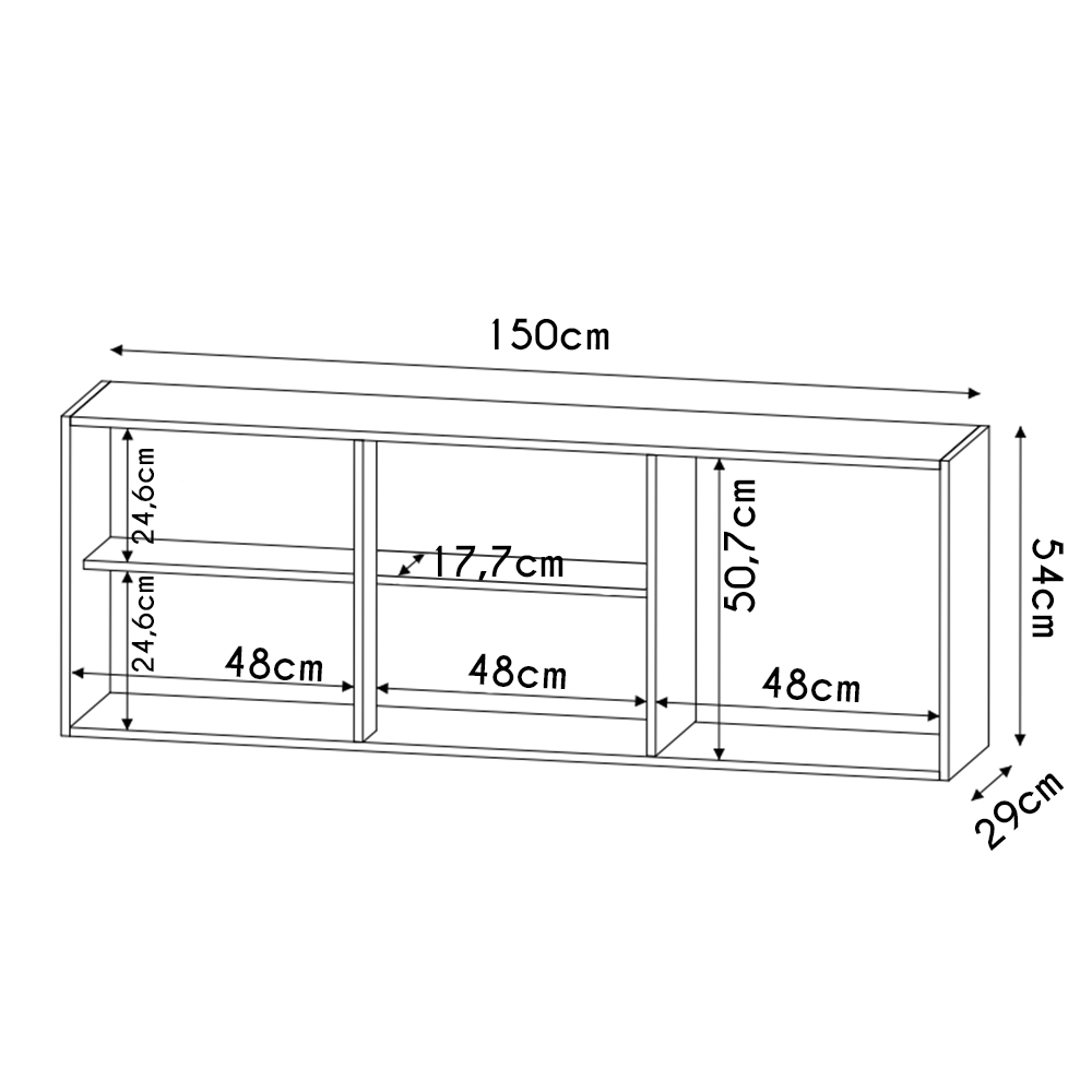 Armário Aéreo de Cozinha 150cm 3 Portas Argélia Preto/Cinza - Lumil Móveis