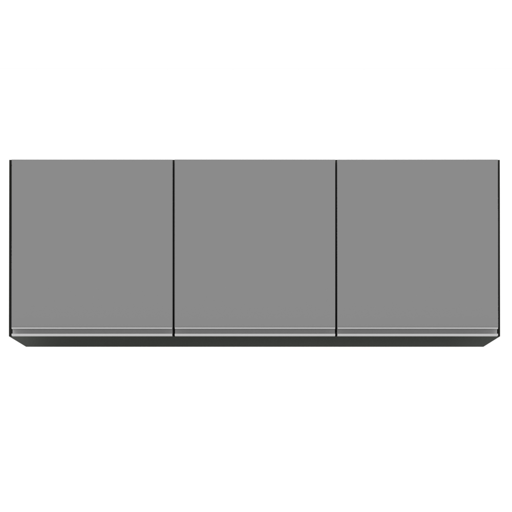 Armário Aéreo de Cozinha 150cm 3 Portas Argélia Preto/Cinza - Lumil Móveis