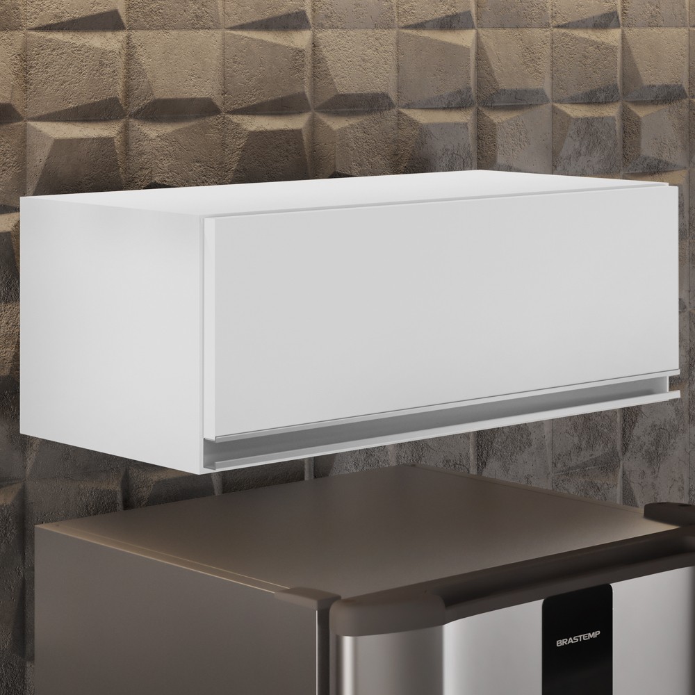 Armário Aéreo de Cozinha Para Geladeira 70cm Texas Branco - Lumil Móveis