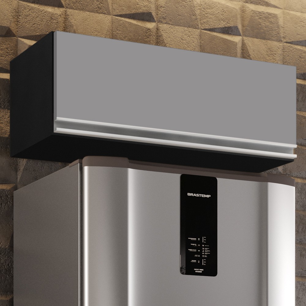 Armário Aéreo de Cozinha Para Geladeira 70cm Texas Preto/Cinza - Lumil Móveis