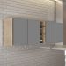 Armário de Cozinha Aéreo Califórnia 180cm Kit 2 com Nicho Adega Castanho/Cinza - Lumil