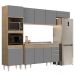 Armário de Cozinha Modulada 4 Peças CP12 Balcão com Pia Inox Castanho/Cinza - Lumil