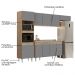 Armário de Cozinha Modulada 4 Peças CP12 Balcão com Pia Inox Castanho/Cinza - Lumil