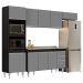 Armário de Cozinha Modulada 4 Peças CP12 Balcão com Pia Inox Preto/Cinza - Lumil