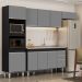 Armário de Cozinha Modulada 4 Peças CP12 Balcão com Pia Inox Preto/Cinza - Lumil